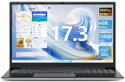 SGIN 17.3 Zoll Laptop 4GB RAM 128GB SSD Computer 5005U  Wi-Fi  UP to 2.4GHz