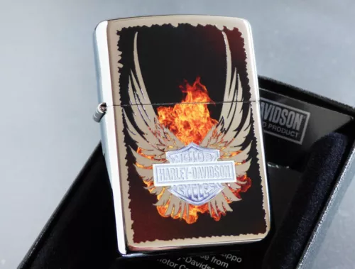 Zippo Lighter ⁕ Harley Davidson Wings ⁕ 60000481 ⁕ Neu New ⁕ A354