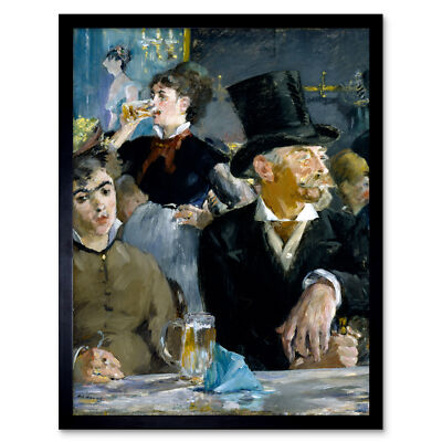 Edouard Manet im Cafe Kunstdruck gerahmt 12x16