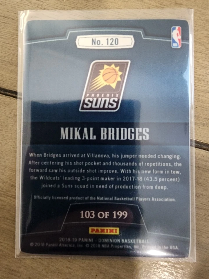 Mikal Bridges 2018-19 Dominion Rookie RC /199 - Image 2 of 2