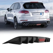 Car Rear Diffuser 6-Fins Bumper Lip Splitter Spoiler Wing For Porsche Cayenne