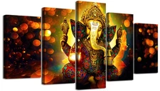 Hindu God Ganesha Wall Art Canvas Printed for Living Room Decorative Painting...