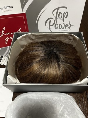 Ellen Wille Top Power Top Mono Synthetic Hair Topper Highlight Brown 4 Clip NWOT