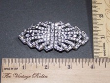 Vintage Rhinestone Belt Buckle Silver Tone 2 Part