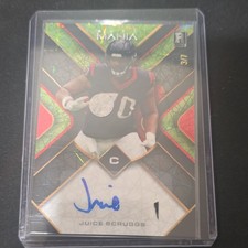 Wild Card 2023 Auto Mania Juice Scruggs Auto Rookie Lime Lazers /7 Football. rookie card picture