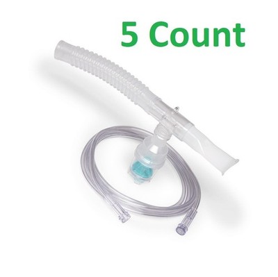 New Handheld Neb Kit, With 7 Foot Tube, T Piece Mouthpiece Medication Cup, 5 Pak