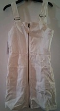 Hurley Modernist Zip Painter Overalls Women XS WHITE Cotton Canvas Streetwear 