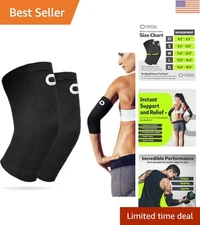 Elbow Brace Compression Sleeve Set - Medium Pain Relief & Support for Active ...