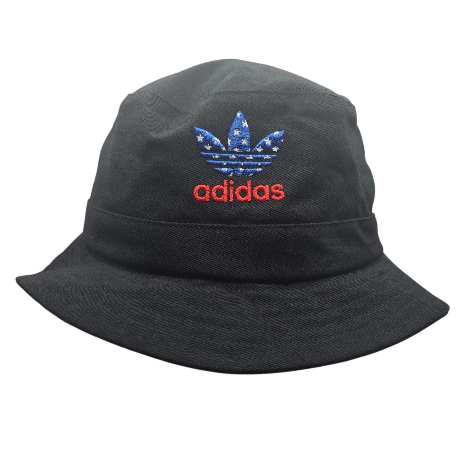 Adidas Black USA Patriotic Embroidered Logo Cotton Bucket Hat