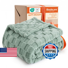 Bedsure GentleSoft Sage Green Throw Blanket for Couch - Checkered Fleece St Patr