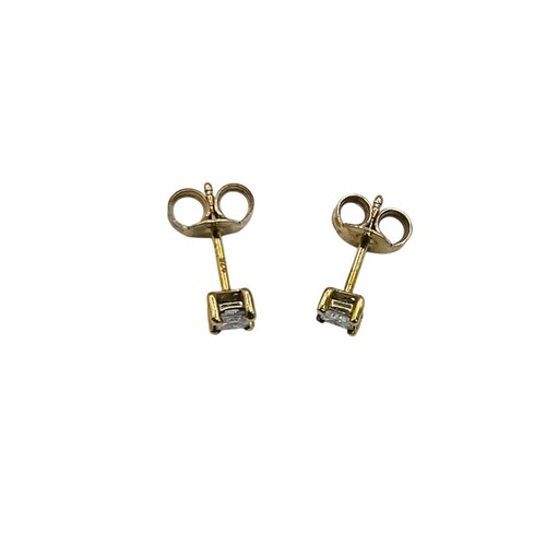 9ct 9k Yellow Gold 4 Claws Princess Cut Diamond Stud Earrings TDW 0.29ct. New - Picture 3 of 5