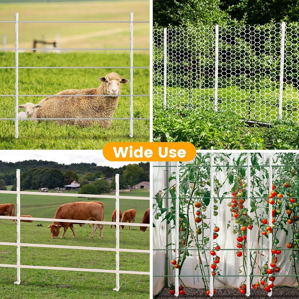 25 Pack Electric Fence Posts, 48 inch Step in Fence Post, Temporary ...