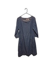 The Vermont Country Store Dress Sz 1X Denim Midi 3/4 Sleeve Cottagecore Western