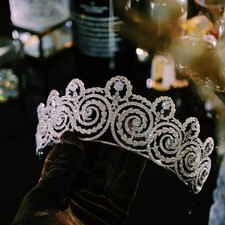 European Full Zircon Silver Tiaras Crowns for Brides Weddining Headpieces