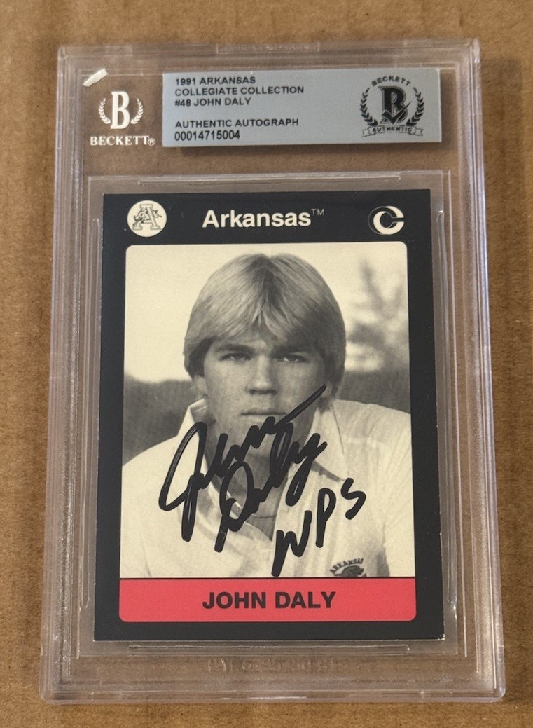 John Daly Autographed Signed Arkansas Razorbacks 1991 ARKANSAS RAZORBACK COLLEGIATE COLLECTION BECKETT BAS PGA 