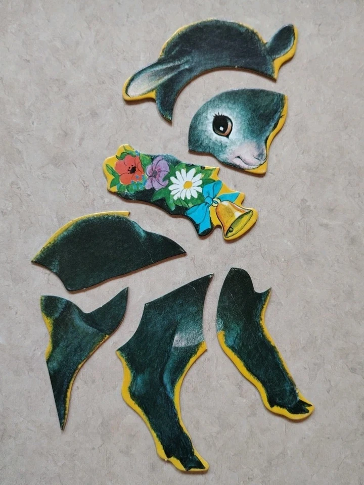 2 1965 Preschool Inlaid Puzzles - Baa Baa Black Sheet and Teddy Bear - Beautiful - Image 4 of 4