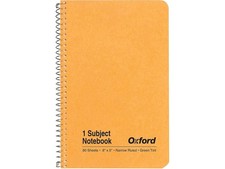Oxford 1-Subject Kraft Notebook, 5" x 8", Narrow Rule, Kraft Cover, Green Tint P