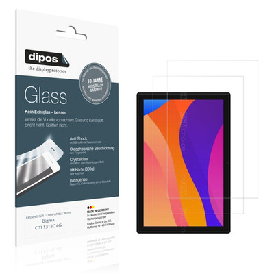2x Schutzfolie für Digma CITI 1313C 4G - Anti-Shock 9H Folie dipos Glass