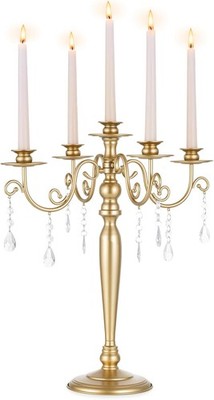 Kerzenständer 5-armig Gold Metall Kandelaber Stabkerzenhalter Vintage Deko