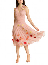 VTG Y2K Speechless Fairy Flower Dress Pink Halter Babydoll Glitter Embroidered