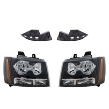 Headlight Kit For 2007-2014 Chevrolet Tahoe Lh Rh Halogen Assy With Bumper Trims
