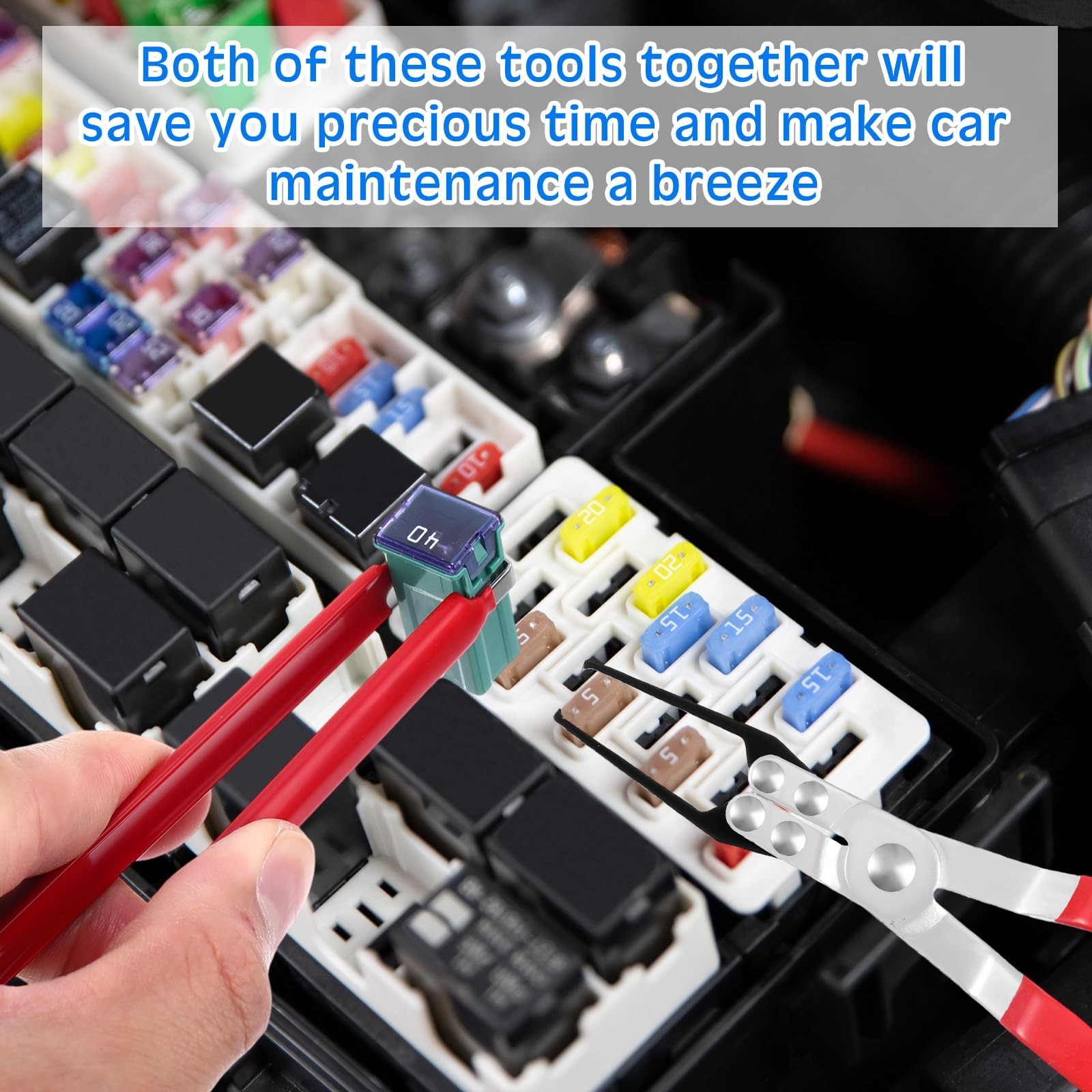 36 Pcs Car Fuse Assortment Kit Fuse and Puller Plier Relay with Small Fuze Re...
