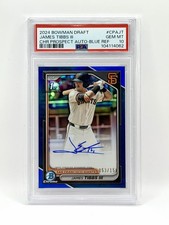 James Tibbs 2024 Bowman Chrome Draft 1st True Blue Refractor /150 Auto PSA 10 🔥