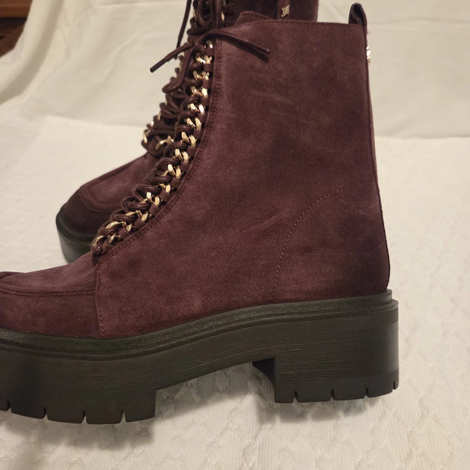 Sam Edelman женщин Lovrin боя ботинки бордовая замша шнурует вверх зажим подошвы размер 7,5 М - Изображение 4 из 4