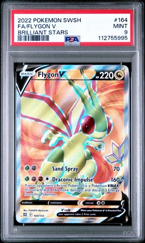 2022 Pokemon Sword & Shield Brilliant Stars Flygon V #164 Ultra Rare PSA 9 Mint