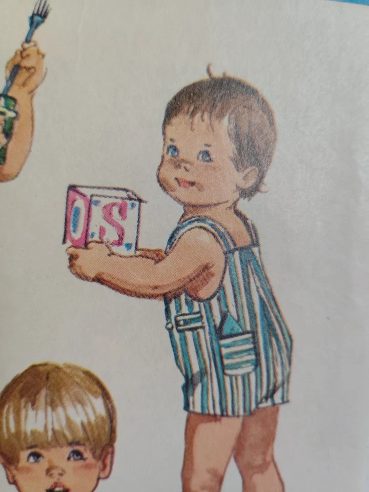 Overalls Bibs Shorts Boys Girls 12M 1 1T Simplicity 9044 Sewing Pattern Cut VTG - Image 4 of 4