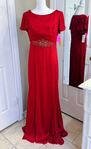 Ornate crystal-embellished belt evening gown size L