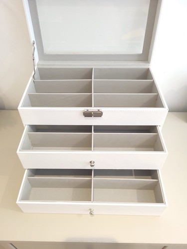 Brillenbox Sonnenbrillen Organizer Abschließbar Samt Gefüttert Brillen Aufbewahrungsbox - Bild 5 von 6