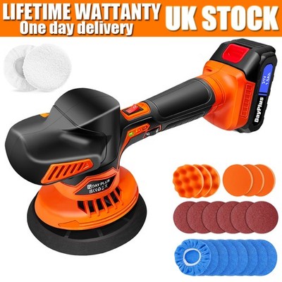 2 Battery Cordless Car Polisher Buffer Machine 5" Dual Action Polishing ...