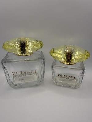 ~EMPTY BOTTLES~ Versace Yellow Diamond Eau De Toilette 6.7 oz & 3 oz Decorative