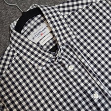 Mizzen Main Leward Shirt Mens XL Black Plaid Gingham Check Standard Fit Stretch