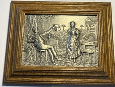 Bild aus Zinn mit Holzrahmen Breit 21 cm Höhe 17 cm Gewicht 410 Gramm