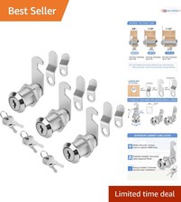 Cabinet Locks with Keys Zinc Alloy 1-1/8 Inch Waterproof Security Set 3 Pack