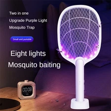 2-In-1 Electric Mosquito Swatter 2500V USB Rechargeable Bug Zapper Killer