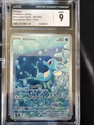 Horsea Shrouded Fable Full Art Holo Pokemon Card #67/64 CGC 9