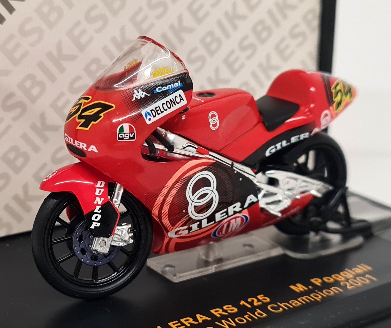 Ixo 1/24 Gilera RS 125 M. Poggiali WC 125CC 2001 7.5cms Model Motorbike