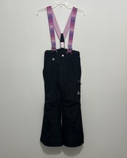 Gerry Black Snow Bib Overalls Pants Pink Suspenders Kids M-10/12 Ski Snowboard