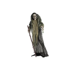 Haunted Skeleton Reaper Halloween Animatronic Indoor Outdoor Lights Sound Tou...
