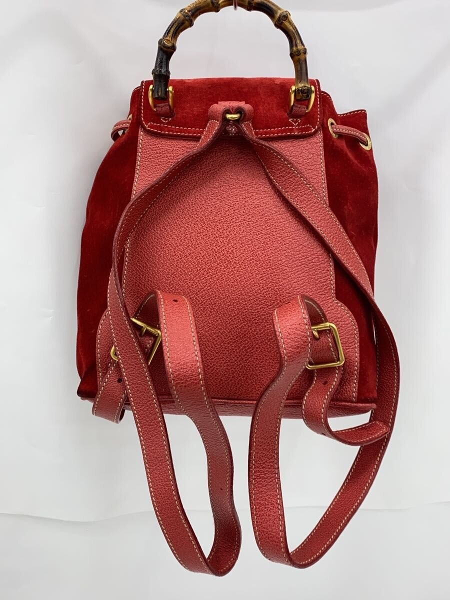 GUCCI Backpack Suede RED Plain thumbnail 3