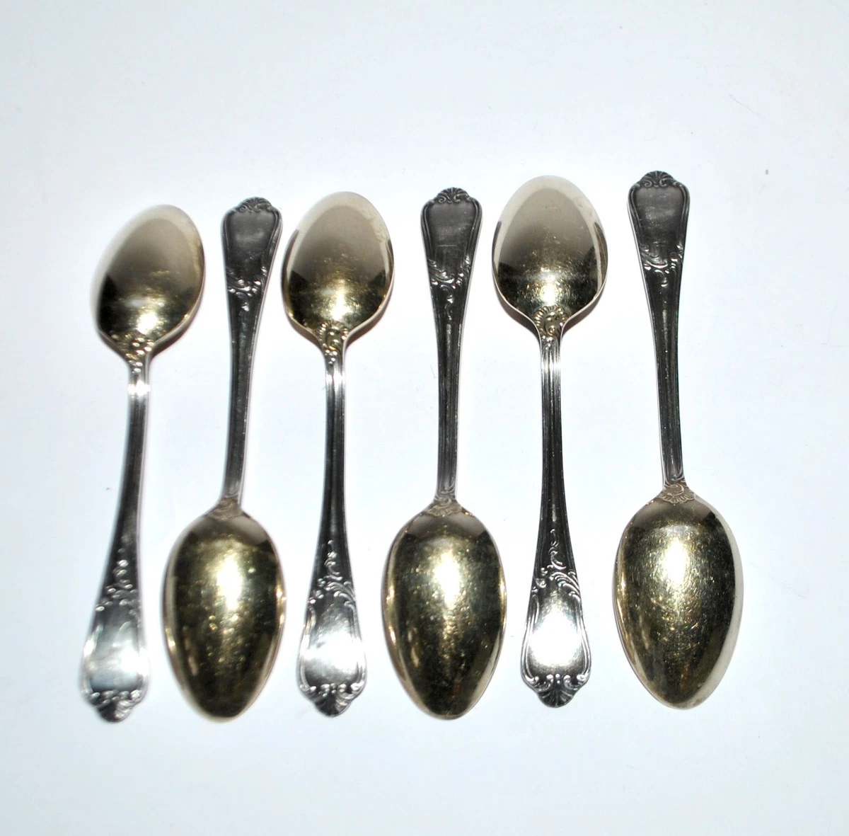DEETJEN Lot 6 cuillères à café moka métal argenté Louis XV Rocaille n°25