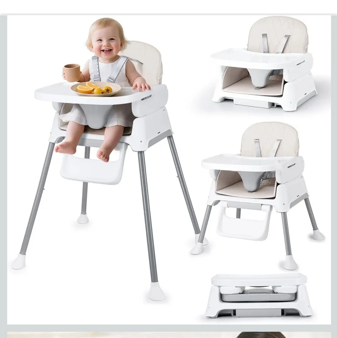 High Chair, Adjustable Convertible 3 in 1 Baby Highchair, Booster seat, Toddler