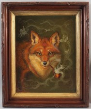 Orig ANTHONY BARHAM English Fox Hunting Tobacco Pipe Smoke Portrait Oil Painting
