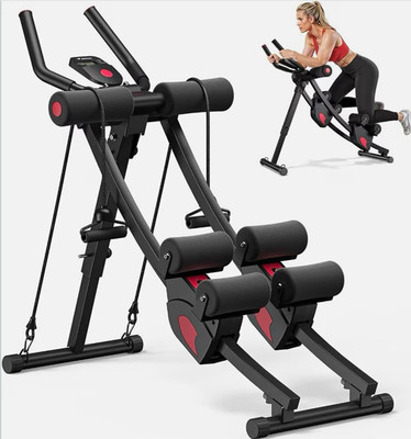 MERACH Adjustable Ab Trainer Machine w/ LCD Display, Home Use, Black/Red