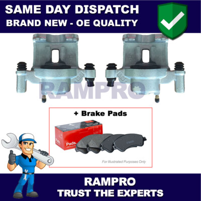 Rampro Front Brake Calipers + Pads Fits Mazda 323 2001-2004 Premacy 1999-2005