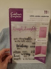 CST1 Crafters Companion Love, Laugh, Laughter 11 piece clear acrylic stamps new