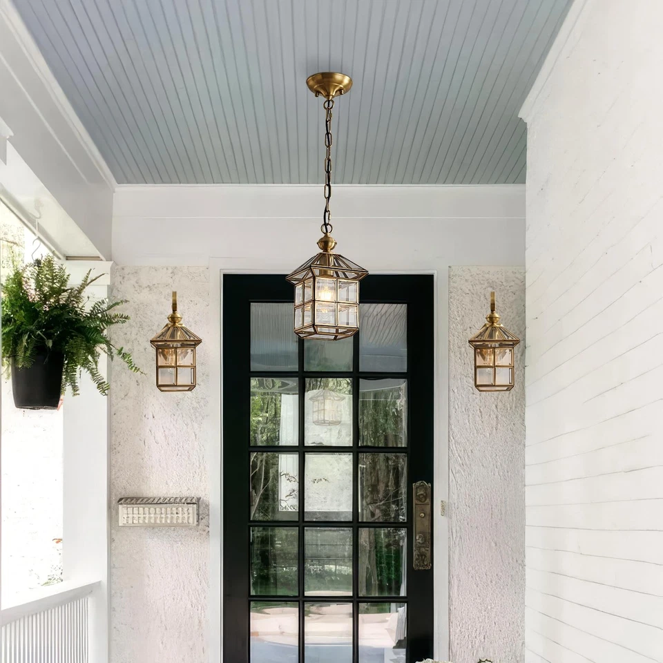 Mi Copper Brass Outdoor Pendant Light 12.6in Exterior Lantern Hanging Light F... - Image 3 of 4